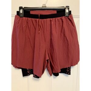 Lululemon SURGE Men’s Lined‎ Shorts Maroon Size S Small Gym Train Athletic Bike